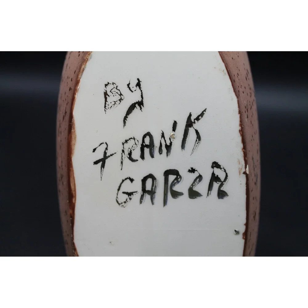 Frank Garza Signed Southwest Pottery Planter Coyote Cactus Desert Vase 10